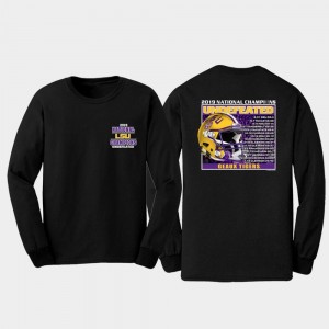 LSU Tigers T-Shirt 2019 National Champions Black Mens Recap Schedule Long Sleeve College Football Playoff