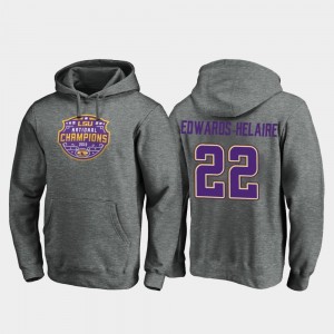 LSU Tigers Clyde Edwards-Helaire Hoodie Heather Gray College Football Playoff Visor Men 2019 National Champions #22