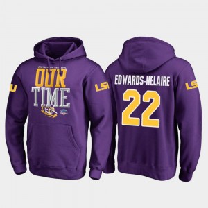 LSU Tigers Clyde Edwards-Helaire Hoodie For Men 2019 Fiesta Bowl Bound Counter Purple #22