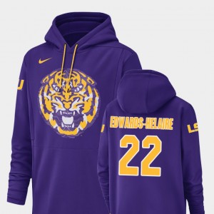 LSU Tigers Clyde Edwards-Helaire Hoodie Football Performance Champ Drive #22 Purple For Men's