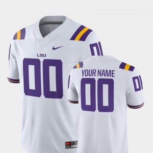 LSU Tigers Customized Jerseys College Football Men's White #00 2018 Game