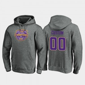 LSU Tigers Customized Hoodie #00 Heather Gray 2019 National Champions College Football Playoff Visor Mens