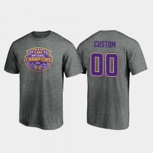 LSU Tigers Custom T-Shirts #00 2019 National Champions Heather Gray For Men College Football Playoff Visor