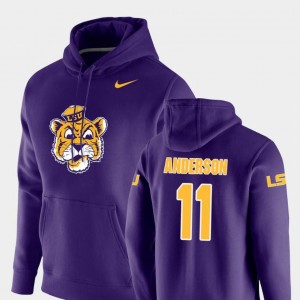 LSU Tigers Dee Anderson Hoodie #11 For Men Pullover Vault Logo Club Purple