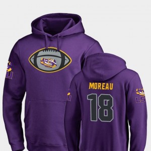 LSU Tigers Foster Moreau Hoodie Purple #18 Game Ball Football For Men's