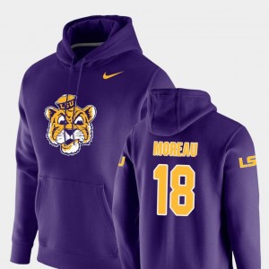 LSU Tigers Foster Moreau Hoodie #18 Vault Logo Club For Men's Pullover Purple