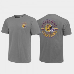 LSU Tigers T-Shirt For Men Helmet Circle Comfort Color Gray 2019 National Champions