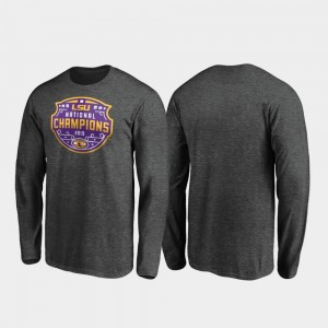 LSU Tigers T-Shirt Heather Charcoal 2019 National Champions Encroachment Long Sleeve College Football Playoff Mens