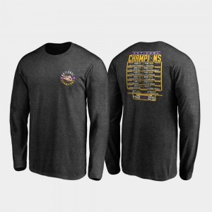 LSU Tigers T-Shirt 2019 National Champions Schedule Fumble Long Sleeve College Football Playoff Heather Charcoal Men's