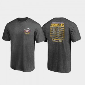LSU Tigers T-Shirt Heather Charcoal Men's 2019 National Champions Schedule Fumble College Football Playoff