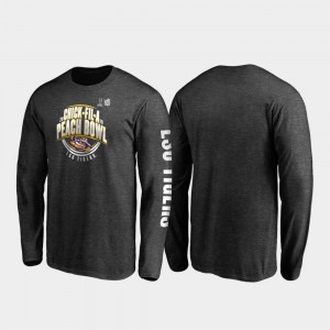 LSU Tigers T-Shirt Neutral Stiff Arm Long Sleeve For Men's Heather Charcoal 2019 Peach Bowl Bound