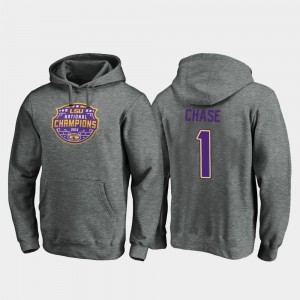 LSU Tigers Ja'Marr Chase Hoodie #1 Heather Gray 2019 National Champions Mens College Football Playoff Visor