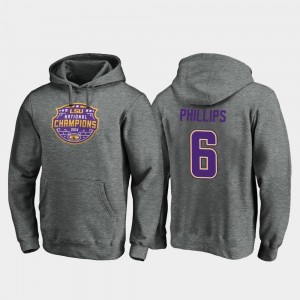LSU Tigers Jacob Phillips Hoodie #6 College Football Playoff Visor 2019 National Champions Mens Heather Gray