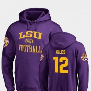 LSU Tigers Jonathan Giles Hoodie College Football #12 Neutral Zone Purple For Men's