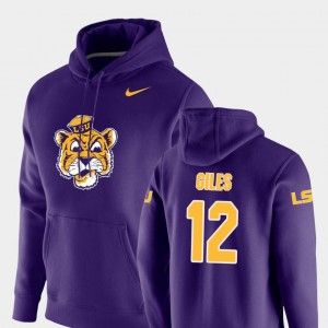 LSU Tigers Jonathan Giles Hoodie Vault Logo Club Pullover Purple Mens #12