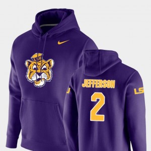 LSU Tigers Justin Jefferson Hoodie Vault Logo Club Purple For Men Pullover #2