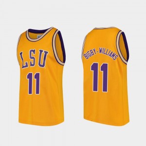 LSU Tigers Kavell Bigby-Williams Jersey Men's Gold College Basketball #11 Replica