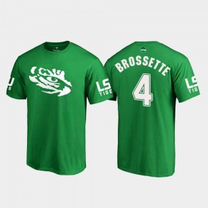 LSU Tigers Nick Brossette T-Shirt Mens St. Patrick's Day White Logo College Football #4 Kelly Green