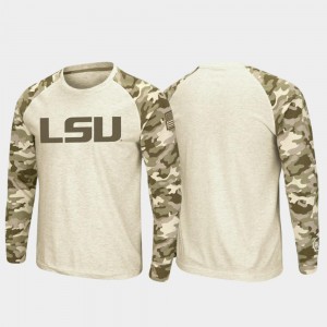 LSU Tigers T-Shirt Oatmeal OHT Military Appreciation Raglan Long Sleeve Desert Camo Men