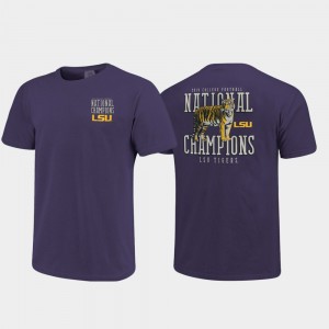 LSU Tigers T-Shirt Purple Mens Mascot Drawing Comfort Color 2019 National Champions