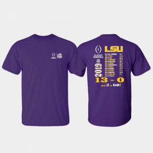 LSU Tigers T-Shirt 13-0 Perfect Season For Men 2019 Peach Bowl Bound Purple