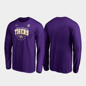 LSU Tigers T-Shirt 2019 Peach Bowl Bound For Men's Primary Tackle Long Sleeve Purple