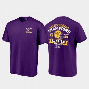 LSU Tigers T-Shirt Score College Football Playoff Purple Men 2019 Peach Bowl Champions