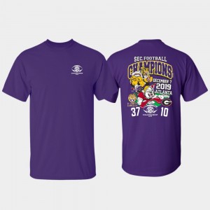 LSU Tigers T-Shirt Score 2019 SEC Football Champions Purple For Men's