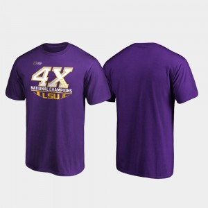 LSU Tigers T-Shirt 4-Time Football National Champions Purple For Men Reverse