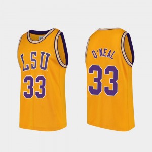 LSU Tigers Shaquille O'Neal Jersey Gold Replica #33 College Basketball Men