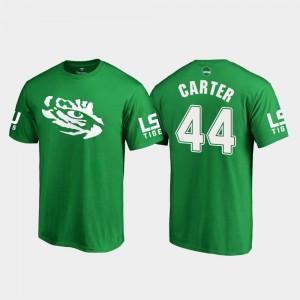 LSU Tigers Tory Carter T-Shirt St. Patrick's Day #44 Men's Kelly Green White Logo College Football