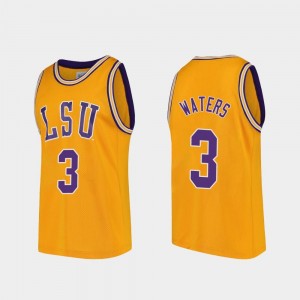 LSU Tigers Tremont Waters Jersey Gold Replica College Basketball Men #3