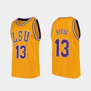 LSU Tigers Will Reese Jersey Gold For Men #13 College Basketball Replica