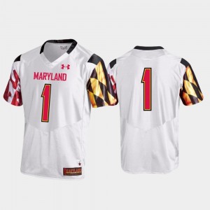 Maryland Terrapins Jersey White Football For Men's Premier #1