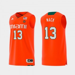 Miami Hurricanes Anthony Mack Jersey Orange Swingman College Basketball #13 For Men's Replica