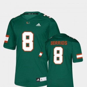 Miami Hurricanes Braxton Berrios Jersey #8 Green Replica NFLPA Alumni Chase For Men