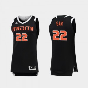 Miami Hurricanes Deng Gak Jersey Black White College Basketball #22 Mens Chase