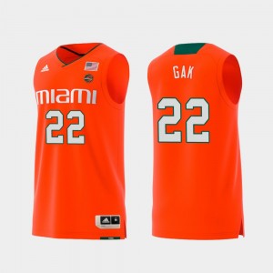 Miami Hurricanes Deng Gak Jersey Men's Orange Swingman College Basketball #22 Replica