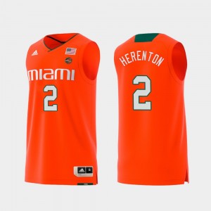 Miami Hurricanes Willie Herenton Jersey Swingman College Basketball For Men's Replica #2 Orange