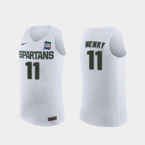Michigan State Spartans Aaron Henry Jersey White Replica #11 2019 Final-Four Men's