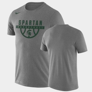 Michigan State Spartans T-Shirt Gray Men's Performance Basketball Drop Legend