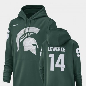 Michigan State Spartans Brian Lewerke Hoodie For Men's Green Football Performance #14 Champ Drive
