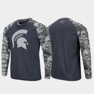 Michigan State Spartans T-Shirt For Men Raglan Long Sleeve Digi Camo Charcoal Camo OHT Military Appreciation
