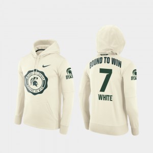 Michigan State Spartans Cody White Hoodie For Men's #7 Cream Rival Therma College Football Pullover