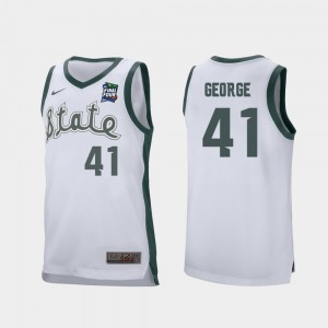 Michigan State Spartans Conner George Jersey Retro Performance White #41 2019 Final-Four Mens