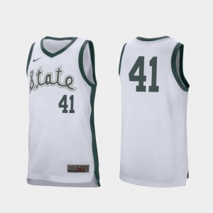 Michigan State Spartans Conner George Jersey Men's #41 College Basketball White Retro Performance
