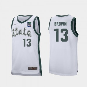Michigan State Spartans Gabe Brown Jersey Retro Performance 2019 Final-Four #3 White For Men's