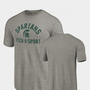 Michigan State Spartans T-Shirt Gray Pick-A-Sport Tri-Blend Distressed Men
