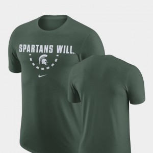 Michigan State Spartans T-Shirt Green For Men Basketball Team
