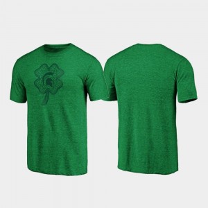 Michigan State Spartans T-Shirt St. Patrick's Day Men Green Celtic Charm Tri-Blend